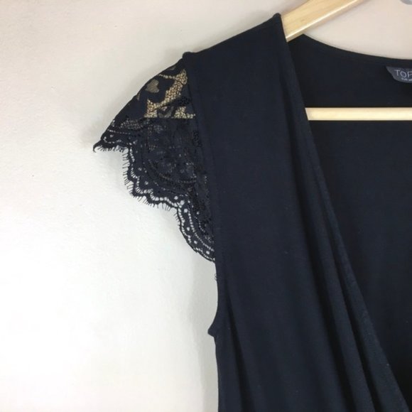 Topshop Viscose V neck Lace Trim Romper sz 6 - Picture 3 of 8